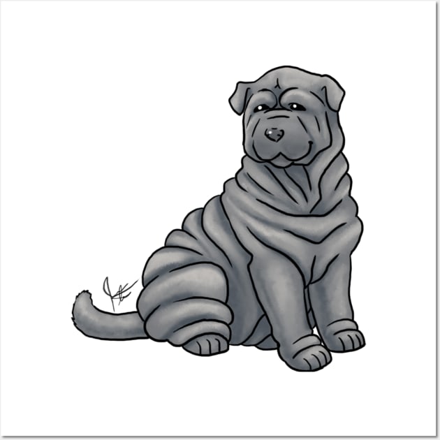 Dog - Chinese Shar-Pei - Gray Wall Art by Jen's Dogs Custom Gifts and Designs